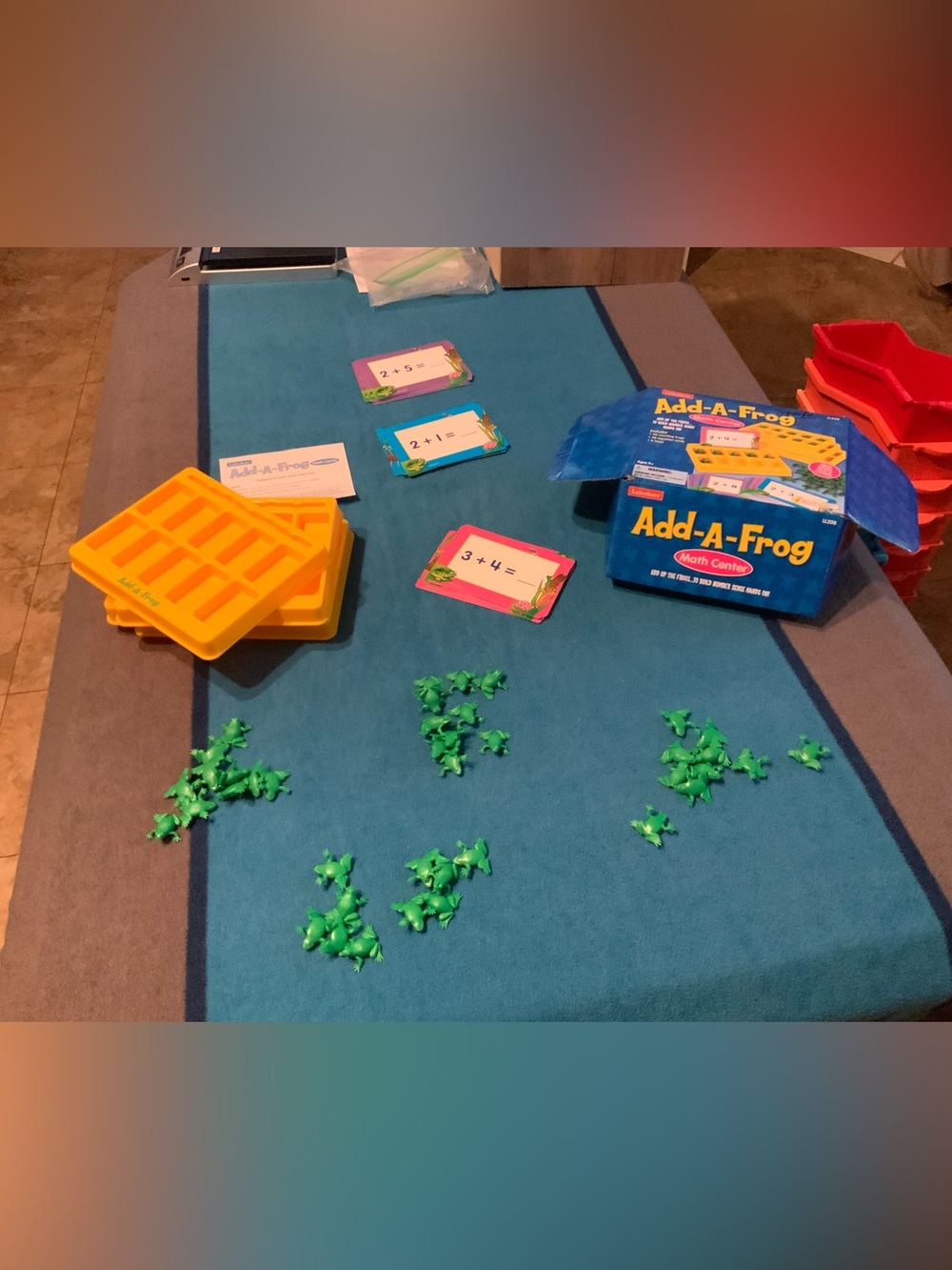 Lakeshore Add-A-Frog Math Center LL208 Counting Frogs Trays Cards Set